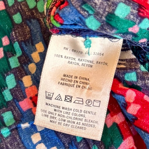 MAEVE Anthropologie Topoxte Drop Waist Geometric Ikat Multicolor Blouse Top - Picture 12 of 14